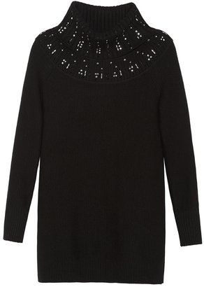 White House Black Market Embellished Collar Black Sweater