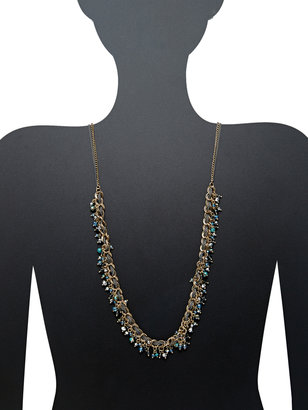 Leslie Danzis Blue & Silver Glass Station Necklace