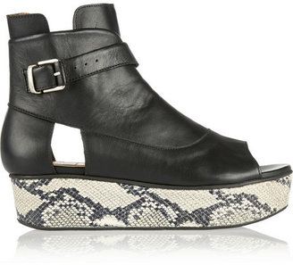 Thakoon Snake-effect and leather platform sandals