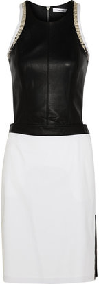 Helmut Lang Cutout leather and cotton-poplin dress