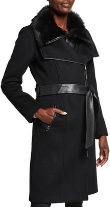 mackage nori belted wide lapel coat