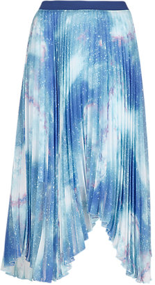 Limited Edition Abstract Print Pleated Midi Skirt