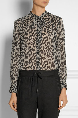 Sea Pussy-bow leopard-print cotton and silk-blend gauze blouse