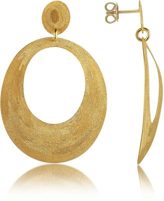 Stefano Patriarchi Golden Silver Etched Oval Cut Out Drop Earrings