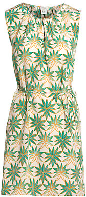Hoss Intropia Leaf Print Silk Dress, Green