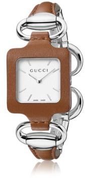 Gucci Stainless steel & Leather Bangle Watch