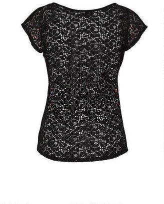 Delia's Print Front Lace Back Short-Sleeve