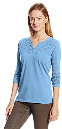 Woolrich Women's First Forks Embroidered Split Neck Tee