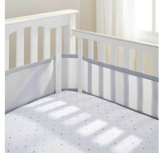 BreathableBaby 4 Sided Cot Liner - Grey Mist.