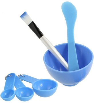 uxcell Blue 4 in 1 DIY Facial Mask Mixing Stick Brush Gauge 8.5cm Bowl Kit