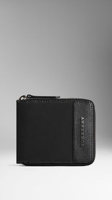 Burberry Small Leather Trim Ziparound Wallet
