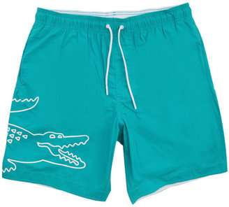 Lacoste Mini Ottoman Turquoise Swim Shorts with Logo Detail