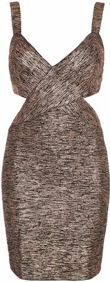 Topshop WYLDR **Bronze Metallic Stripe Bodycon Dress