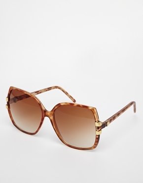 Jeepers Peepers Vintage Square Sunglasses - Brown and gold