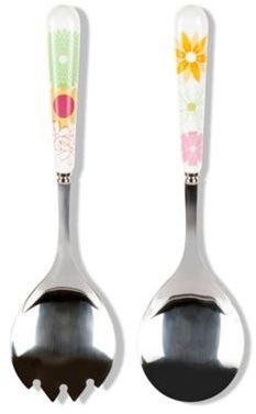 Portmeirion Set of two porcelain and stainless steel 'Crazy Daisy' salad servers