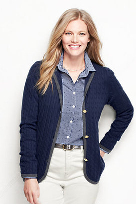 Lands' End Women's Plus Size Cotton Notch Blazer Sweater