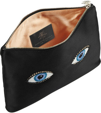 Charlotte Olympia Glance Alot embroidered satin pouch
