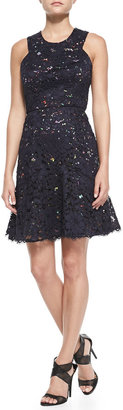 Shoshanna Sleeveless Confetti Lace Overlay Dress