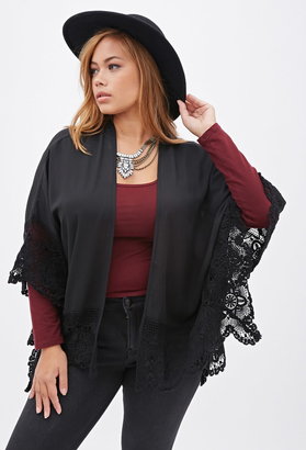 Forever 21 FOREVER 21+ Plus Size Lace-Trimmed Chiffon Kimono