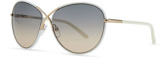 Tom Ford Rosie Ivory Plastic & Golden Metal Sunglasses