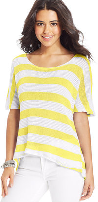 Miss Chievous Miss Chevious Juniors' Striped High-Low Sweater
