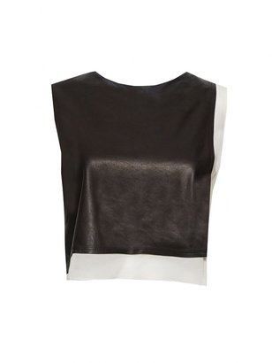 Alice + Olivia Lest Crop Top With Leather