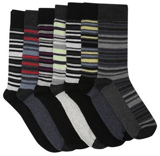 M&Co Coloured stripe socks seven pack