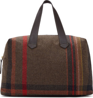 Paul Smith Brown & Red Plaid Wool Maharam Duffle Bag
