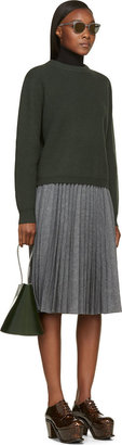 J.W.Anderson Gray Gabardine Fan Pleated Skirt