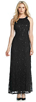 R & M Richards RM Richards R&M Richards® Sleeveless Lace Sequin Long Dress