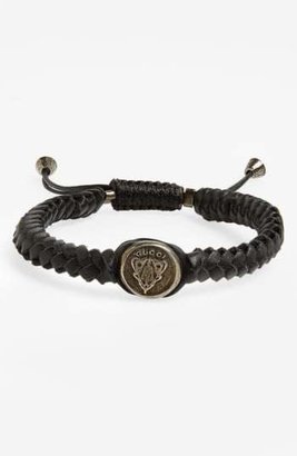 Gucci 'Crest' Woven Leather Bracelet