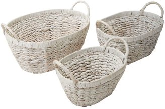 House of Fraser Shabby Chic Set of 3 whitewash water hyacinth baskets