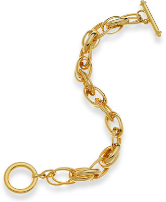 T Tahari 14k Gold-Plated Double Link Toggle Bracelet