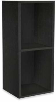 Way Basics Tool-Free Assembly zBoard paperboard 2-Cube Narrow Slim Bookcase in Black Wood Grain