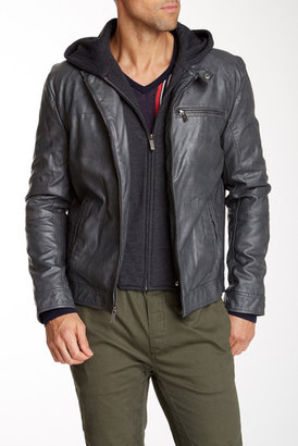 Kenneth Cole New York Hooded Faux Leather Jacket