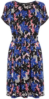Warehouse Painted Floral Print Dress