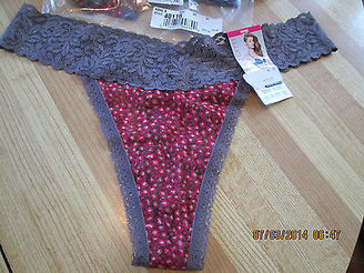 Maidenform Rum Raisin Pink Animal One-Size LACE Thong PANTIES 40118 QTY 3 LOT