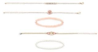 New Look 5 Pack Gold Gemstone Petal Friendship Bracelets