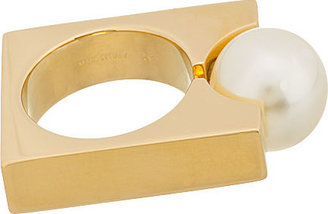 Chloé Gold Swarovski Pearl Square Darcey Ring