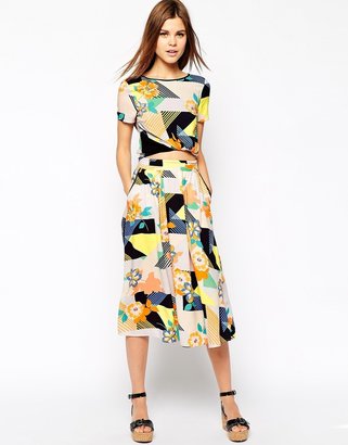 Warehouse 80'S Floral Midi Skirt