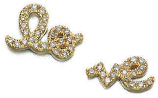 Sydney Evan Diamond & 14K Yellow Gold Split Love Stud Earrings