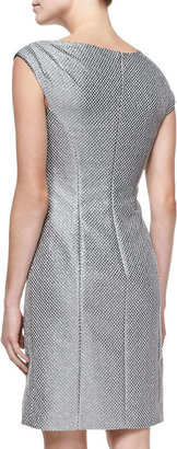 Kay Unger New York Cap-Sleeve Textured Sheath Dress