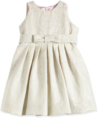 Helena Floral-Jacquard Dress, Platinum/Ivory, Sizes 2-6X