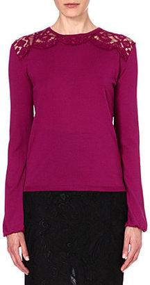 Emilio Pucci Lace-panel knitted wool jumper