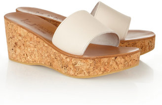 K Jacques St Tropez Kirielle leather and cork wedge slides