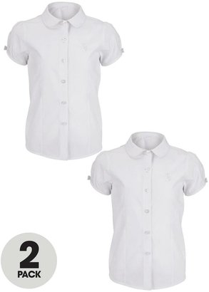 Top Class Girls Easy Care Puff Sleeve Shirts (2 Pack)