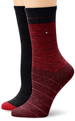 Tommy Hilfiger Women's Th Women Striped Sock 2P Calf Socks