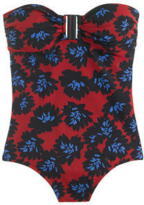J.Crew Firework floral bandeau one-piece swimsuit