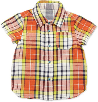 Bit’z Bitz Kids Reversible Plaid/Striped Shirt, Orange, 2T-8Y