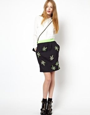Emma Cook Star Embroidered Skirt - Neon green